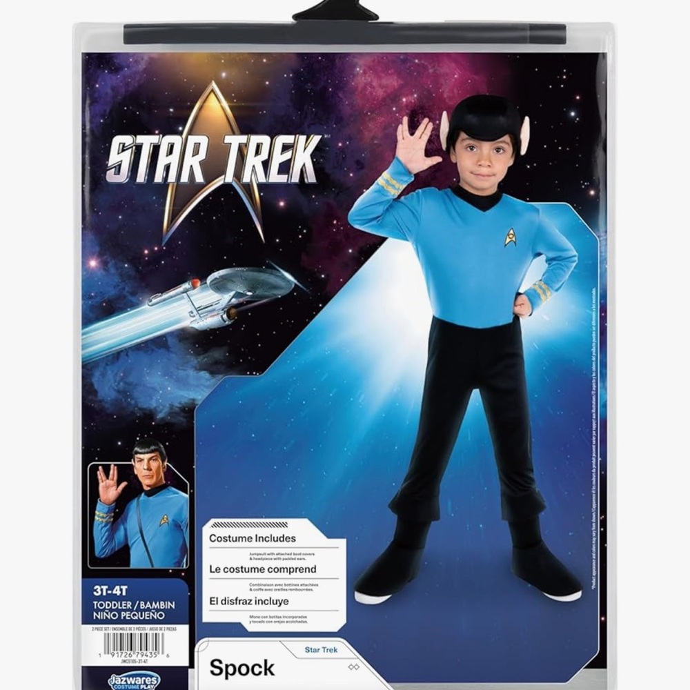Star Trek Spock Deluxe Costume Toddler Size 3T-4T